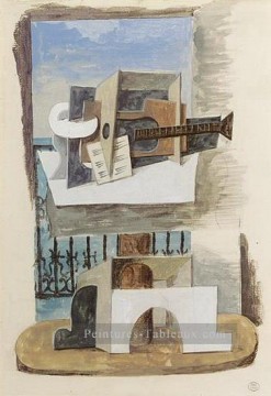 Nature morte devant un fenetre 3 1919 cubiste Pablo Picasso Peinture à l'huile